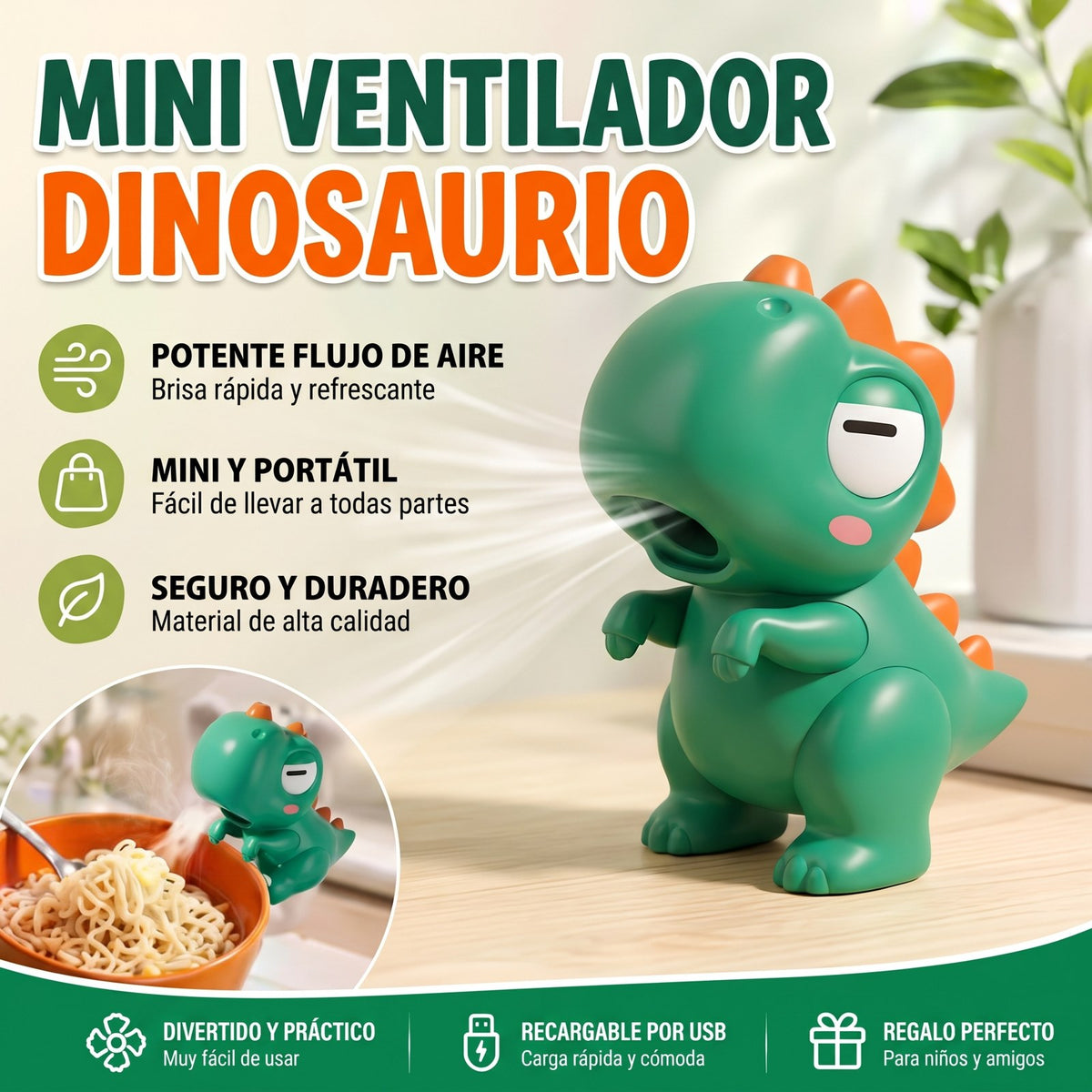 Mini ventilador dinosaurio Dinopop